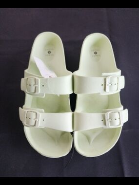 Shade & Shore Neida Two Band Slide Sandals Light Green Size 9 *NEW